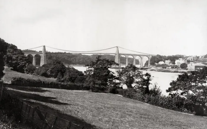Framed Print : Menai Bridge from George Hotel, Anglesea, Wales Framed Print : Menai Bridge from George Hotel, Anglesea, Wales