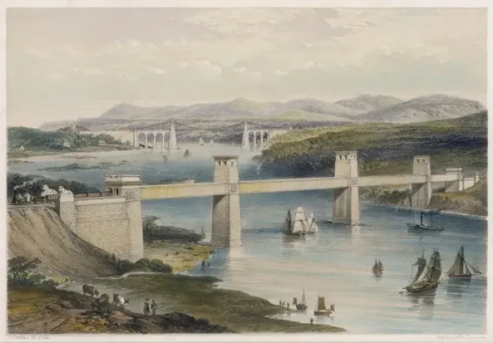 Framed Print : Menai Bridges / Hawkins Framed Print : Menai Bridges / Hawkins