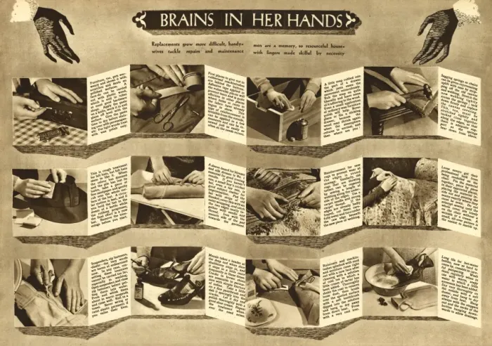 Framed Print : Mending household items 1943 Framed Print : Mending household items 1943