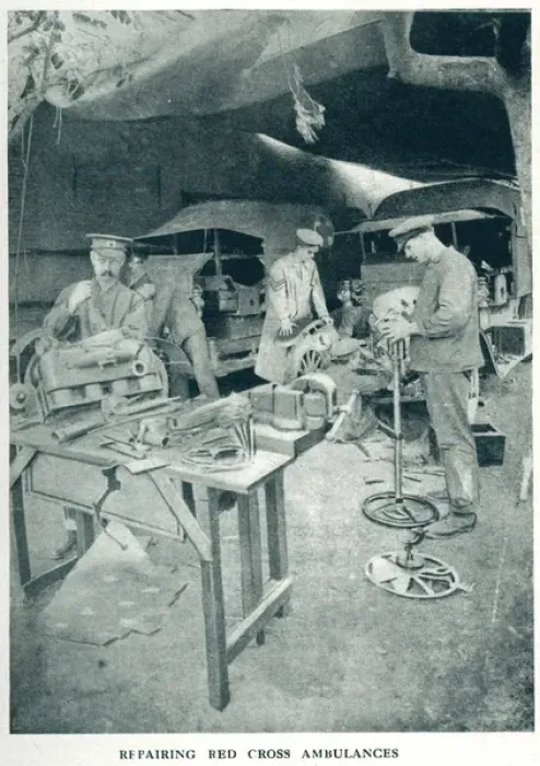 Framed Print : Mending Red Cross ambulances 1916 Framed Print : Mending Red Cross ambulances 1916