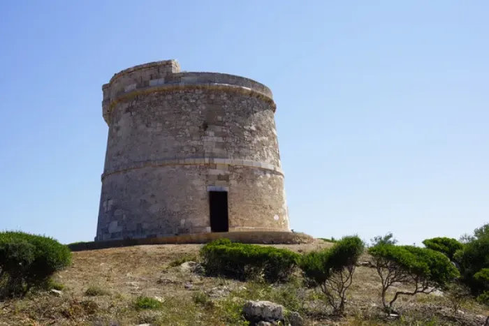 Framed Print : Menorca, Punta Prima, Sandy Bay: Old Watchtower Framed Print : Menorca, Punta Prima, Sandy Bay: Old Watchtower