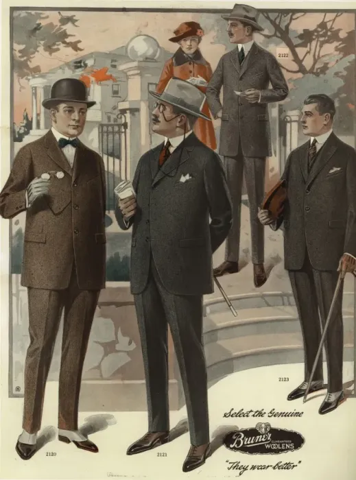 Framed Print : Mens conservative single-breasted suits from the 1920s Framed Print : Mens conservative single-breasted suits from the 1920s
