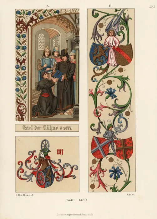 Framed Print : Mens costumes of the mid 15th century Framed Print : Mens costumes of the mid 15th century