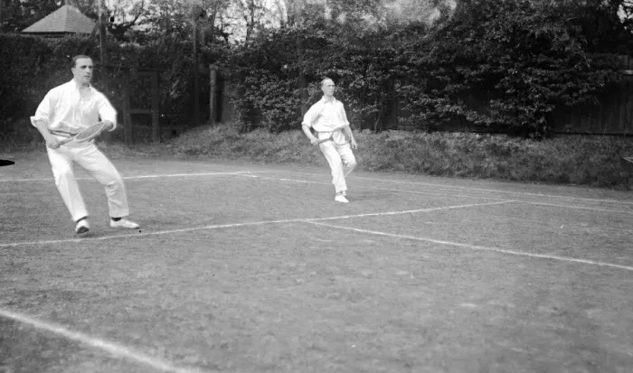 Framed Print : Mens doubles tennis match Framed Print : Mens doubles tennis match