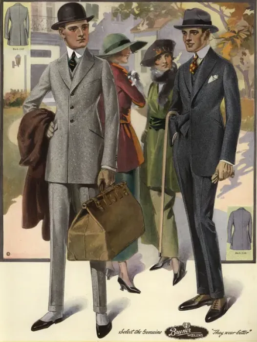 Framed Print : Mens single-breasted suits from the 1920s Framed Print : Mens single-breasted suits from the 1920s