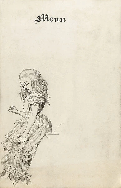 Menu Card - Alice in Wonderland illustration - Alice & Jury