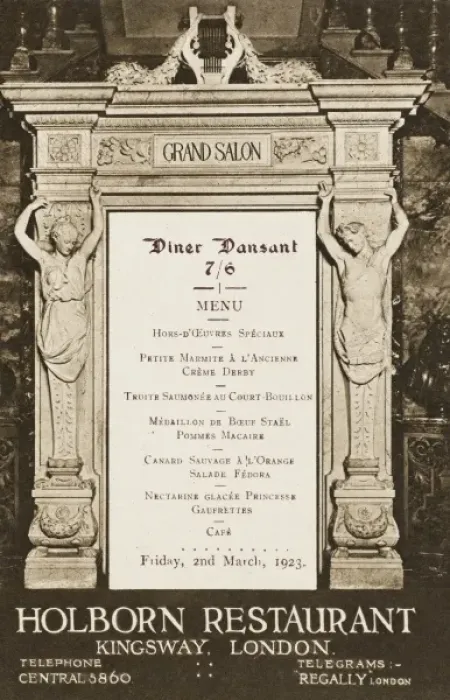 Framed Print : Menu for The Holborn Restaurant, Kingsway, London Framed Print : Menu for The Holborn Restaurant, Kingsway, London