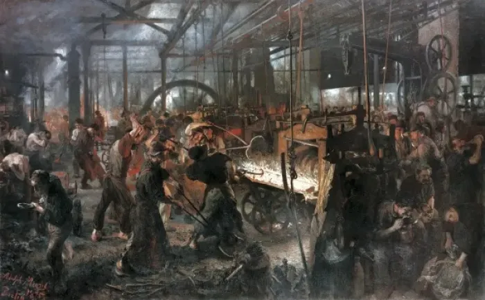 Framed Print : MENZEL, Adolf von (1815-1905). The Foundry. 1875 Framed Print : MENZEL, Adolf von (1815-1905). The Foundry. 1875