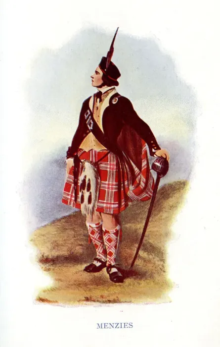 Framed Print : Menzies, Traditional Scottish Clan Costume Framed Print : Menzies, Traditional Scottish Clan Costume
