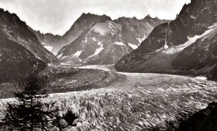Framed Print : Mer de Glace glacier, Switzerland, 1870s Framed Print : Mer de Glace glacier, Switzerland, 1870s