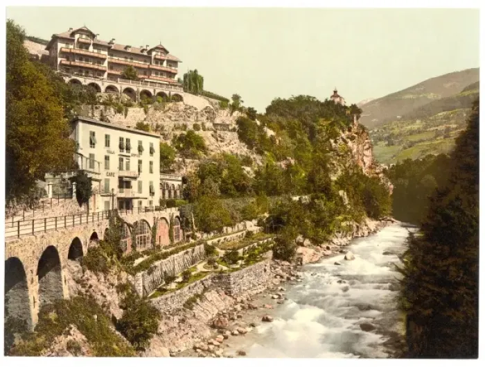 Framed Print : Meran, Gilf-Anlagen and Zenoberg (i. e. Zenoburg), Tyrol, Au Framed Print : Meran, Gilf-Anlagen and Zenoberg (i. e. Zenoburg), Tyrol, Au