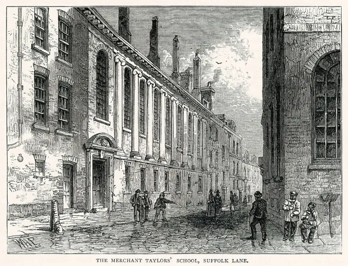 Framed Print : Merchant Taylors School, Suffolk Lane, London. Date: 1874 Framed Print : Merchant Taylors School, Suffolk Lane, London. Date: 1874