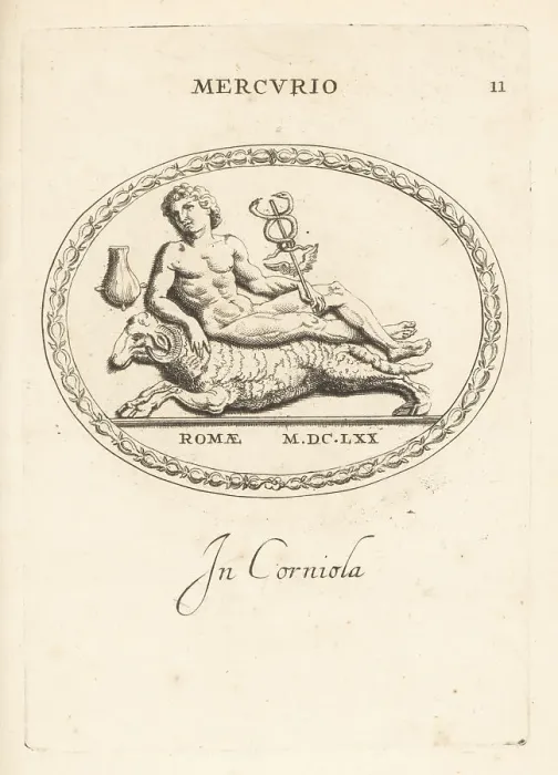 Framed Print : Mercury with his caduceus riding a ram Framed Print : Mercury with his caduceus riding a ram