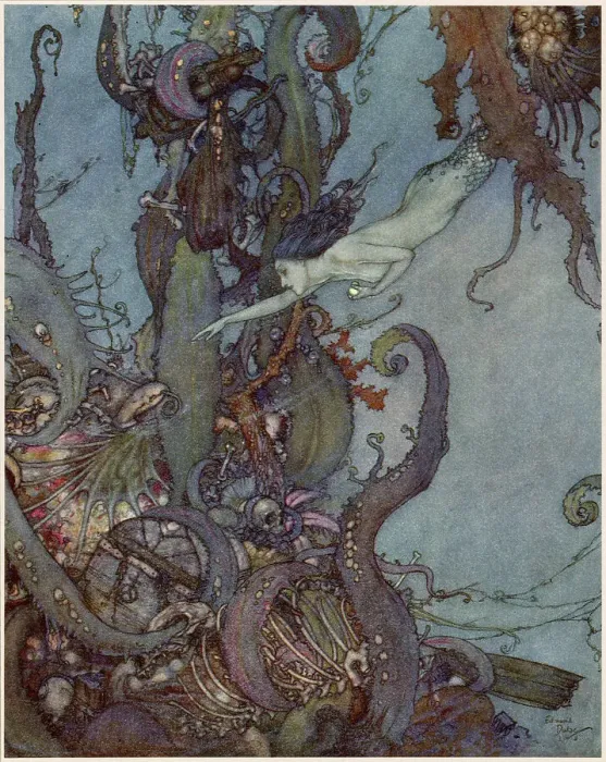 Framed Print : The Mermaid - Edmund Dulac Framed Print : The Mermaid - Edmund Dulac