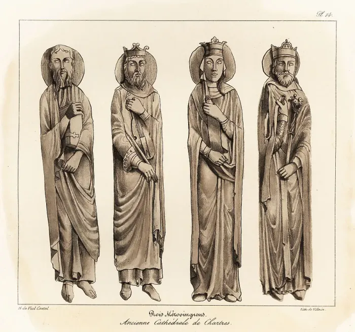 Framed Print : Merovingian kings from the jambs of the Royal Portal, Chartres C Framed Print : Merovingian kings from the jambs of the Royal Portal, Chartres C