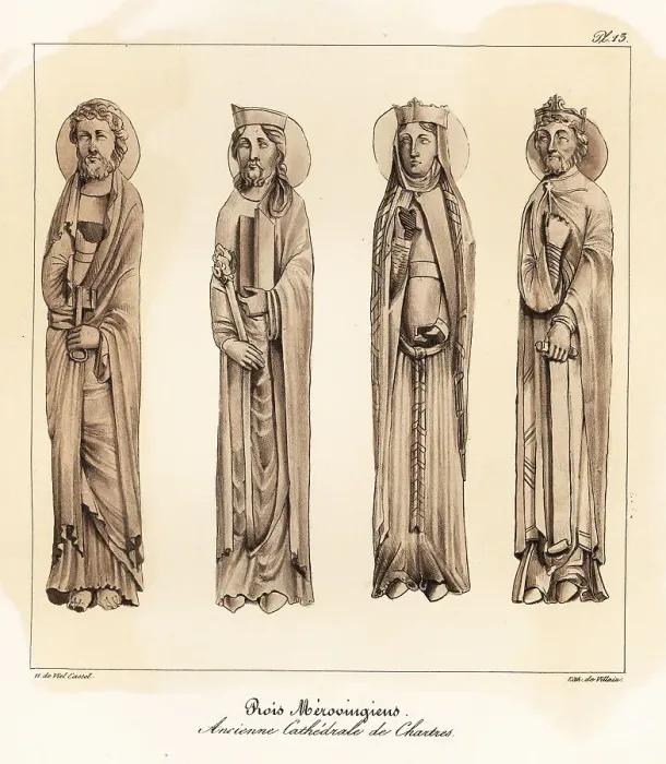 Framed Print : Merovingian kings and queens from the jambs of the Royal Portal Framed Print : Merovingian kings and queens from the jambs of the Royal Portal