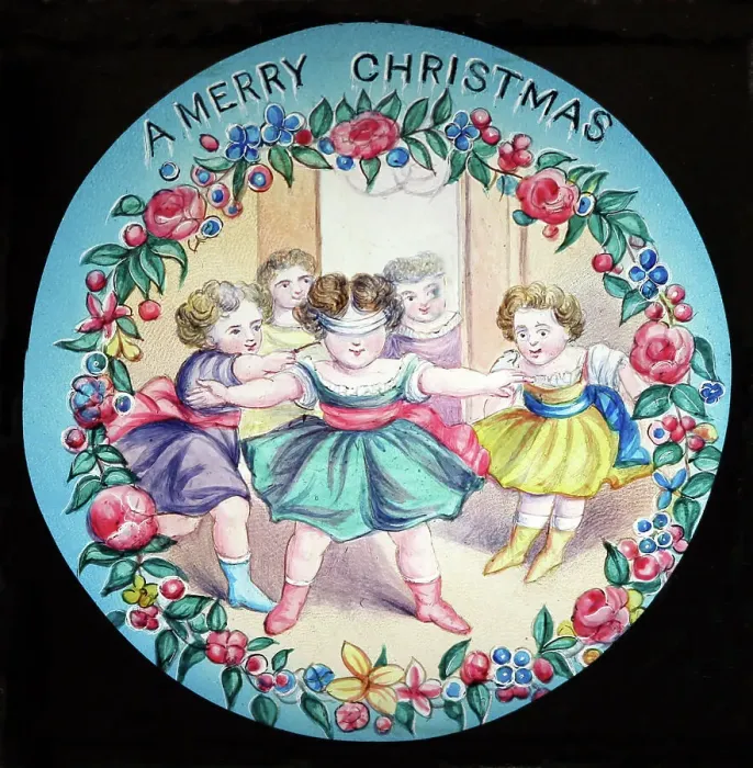 Framed Print : A Merry Christmas magic lantern slide, Victorian period Framed Print : A Merry Christmas magic lantern slide, Victorian period