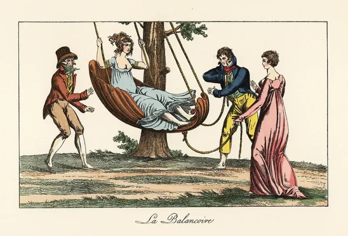 Framed Print : Merveilleuse in a swing, Directoire era Framed Print : Merveilleuse in a swing, Directoire era