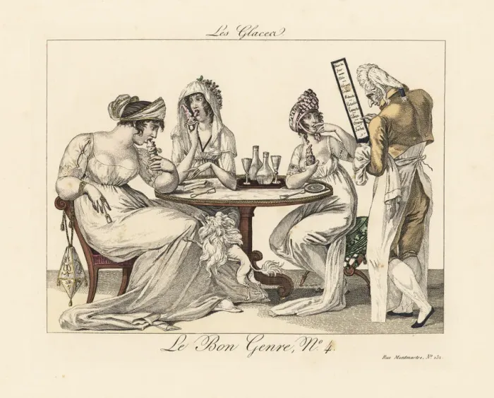 Framed Print : Merveilleuses eating ice cream at a Paris cafe Framed Print : Merveilleuses eating ice cream at a Paris cafe