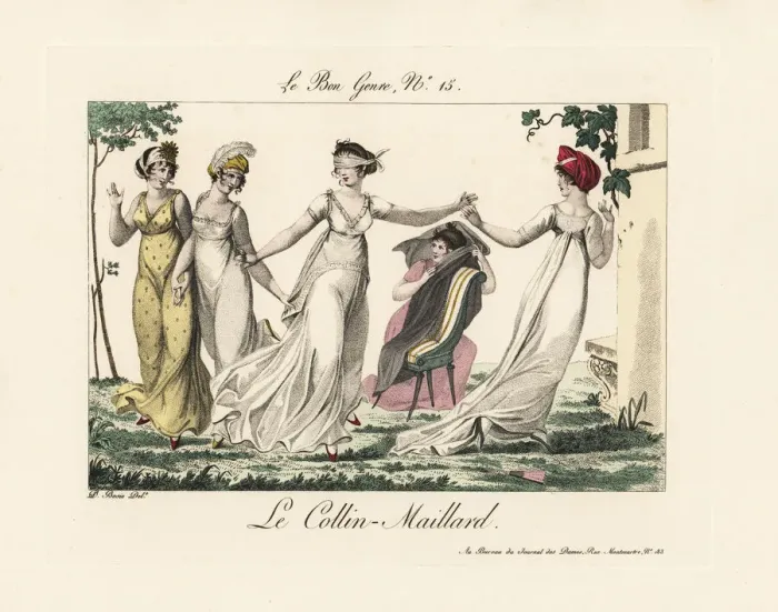 Framed Print : Merveilleuses playing the game of blind mans buff Framed Print : Merveilleuses playing the game of blind mans buff
