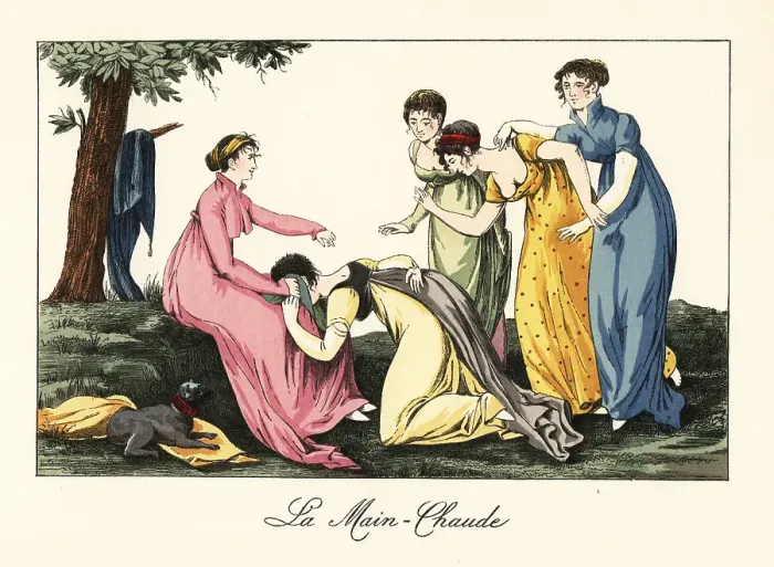 Framed Print : Merveilleuses playing the game of Hot Hands