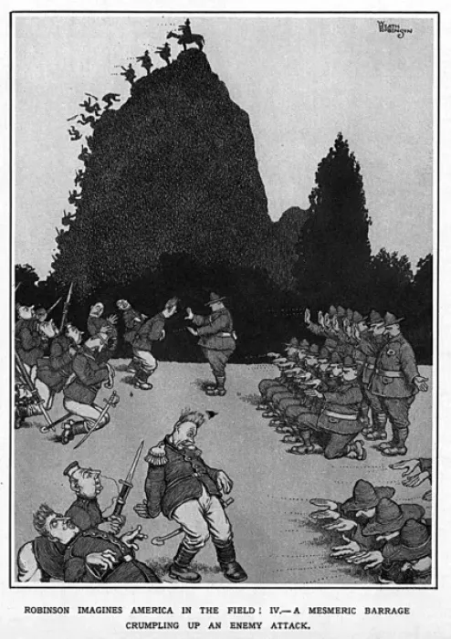 Framed Print : A Mesmeric Barrage by Heath Robinson, WW1 Framed Print : A Mesmeric Barrage by Heath Robinson, WW1