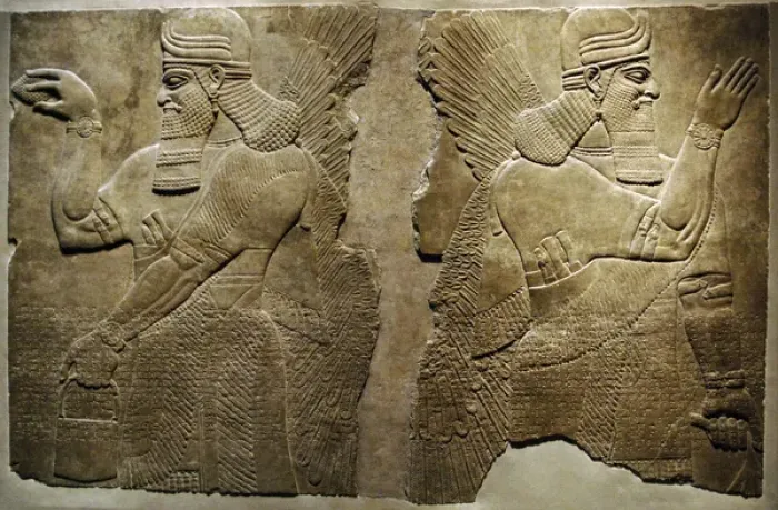 Framed Print : Mesopotamian art. Neo-Assyrian. Relief panels depicting two Framed Print : Mesopotamian art. Neo-Assyrian. Relief panels depicting two