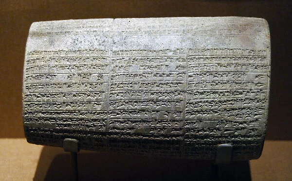 Mesopotamian art. Neo-Babylonian. Cylinder with cuneiform in