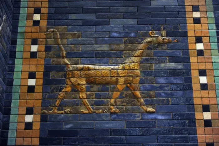 Framed Print : Mesopotamian art. Neo-Babylonian. Ishtar Gate. Dragon. Perg Framed Print : Mesopotamian art. Neo-Babylonian. Ishtar Gate. Dragon. Perg