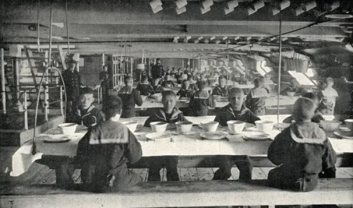 Framed Print : Mess Room, Training Ship Wellesley, North Shields Framed Print : Mess Room, Training Ship Wellesley, North Shields