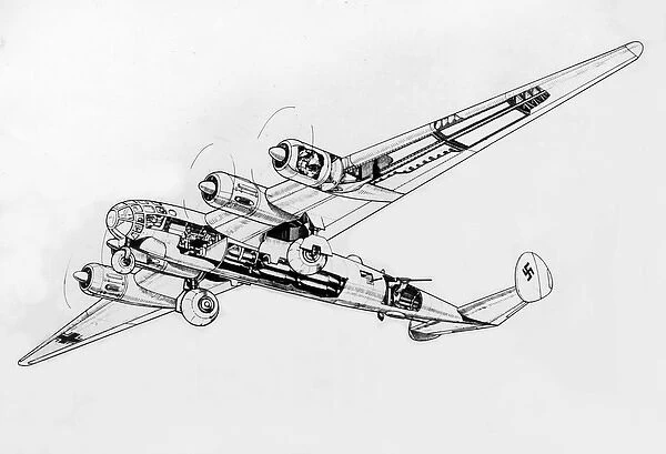 Messerschmitt Me 264 -a cut-away view of this ambitious