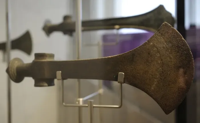Framed Print : Metal Age. Cult axe from Ormenaes, Funen. 1500-1300 BC. Mus Framed Print : Metal Age. Cult axe from Ormenaes, Funen. 1500-1300 BC. Mus