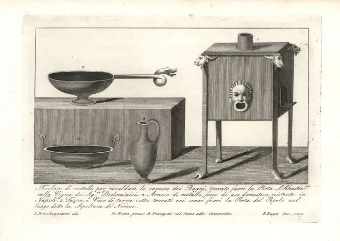 Framed Print : Metal stove, pot and terracotta vase Framed Print : Metal stove, pot and terracotta vase
