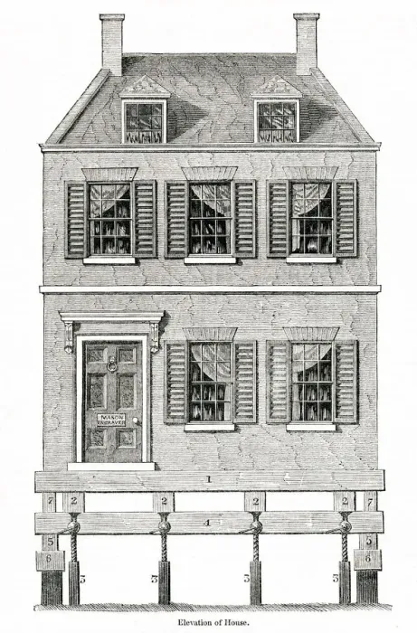 Framed Print : Method of moving a house in America Framed Print : Method of moving a house in America