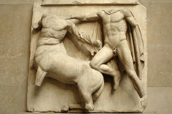 Metope. Parthenon marbles. Battle between the Centaurs and t