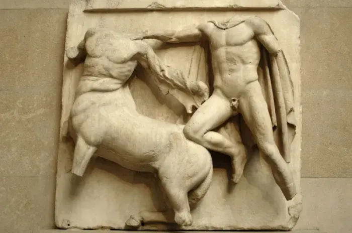 Framed Print : Metope. Parthenon marbles. Battle between the Centaurs and t Framed Print : Metope. Parthenon marbles. Battle between the Centaurs and t