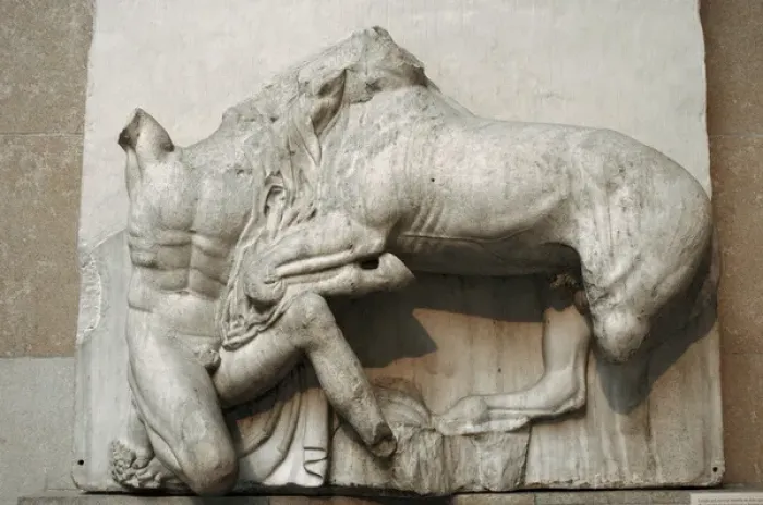 Framed Print : Metope. Parthenon marbles. Battle between the Centaurs and t Framed Print : Metope. Parthenon marbles. Battle between the Centaurs and t