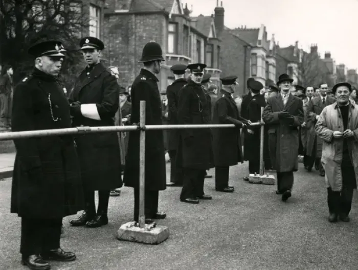 Framed Print : Metropolitan Police B Division on duty for football match Framed Print : Metropolitan Police B Division on duty for football match