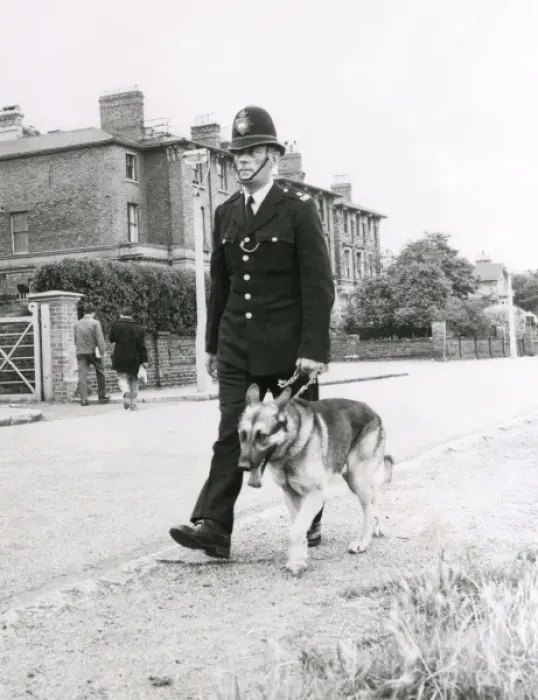Framed Print : Metropolitan Police officer and his Alsatian dog Framed Print : Metropolitan Police officer and his Alsatian dog