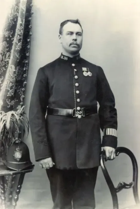 Framed Print : Metropolitan Police officer with two medals Framed Print : Metropolitan Police officer with two medals