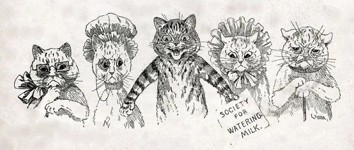 Framed Print : Mew for Milk, Louis Wain Cats Framed Print : Mew for Milk, Louis Wain Cats