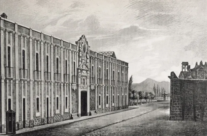Framed Print : Mexico. Exterior of the Court of The Acordada. Engraving Framed Print : Mexico. Exterior of the Court of The Acordada. Engraving