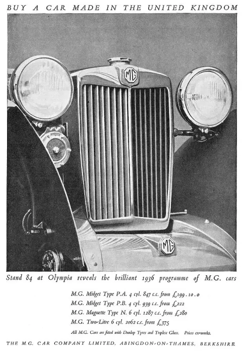 Framed Print : MG Cars For 1936 Framed Print : MG Cars For 1936