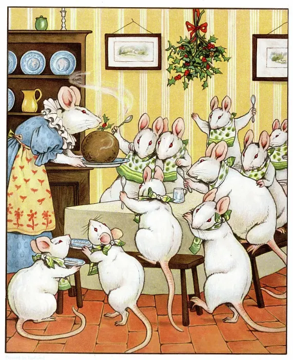 Framed Print : The Mice Family's Christmas Pudding Framed Print : The Mice Family's Christmas Pudding