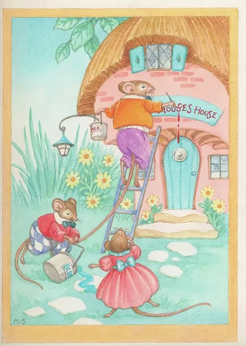 Framed Print : Mice painting house Framed Print : Mice painting house