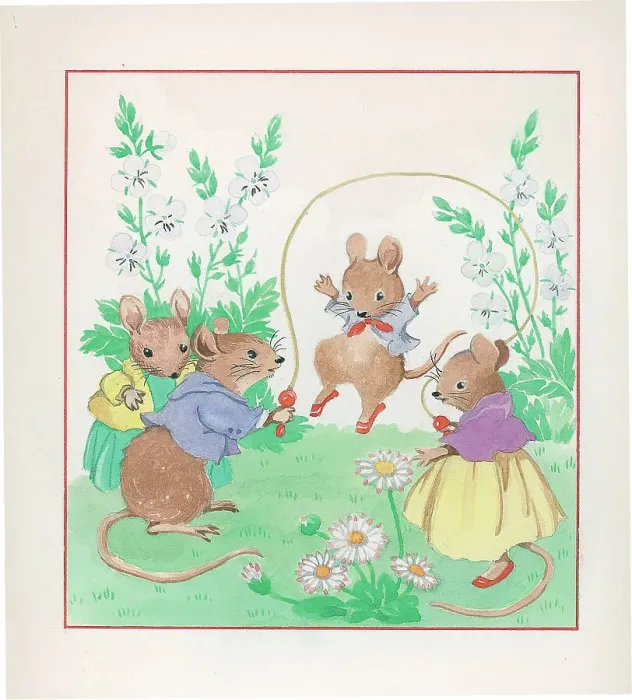 Framed Print : Mice playing with a skipping rope Framed Print : Mice playing with a skipping rope