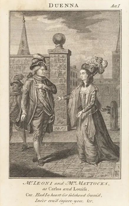 Framed Print : Michael Leoni as Don Carlos and Isabella Mattocks as Louisa in T Framed Print : Michael Leoni as Don Carlos and Isabella Mattocks as Louisa in T