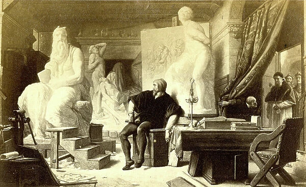 Michelangelo in His Studio visited by Pope Julius II