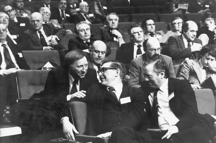 Framed Print : Mick McGahey with Arthur Scargill, trade unionists Framed Print : Mick McGahey with Arthur Scargill, trade unionists