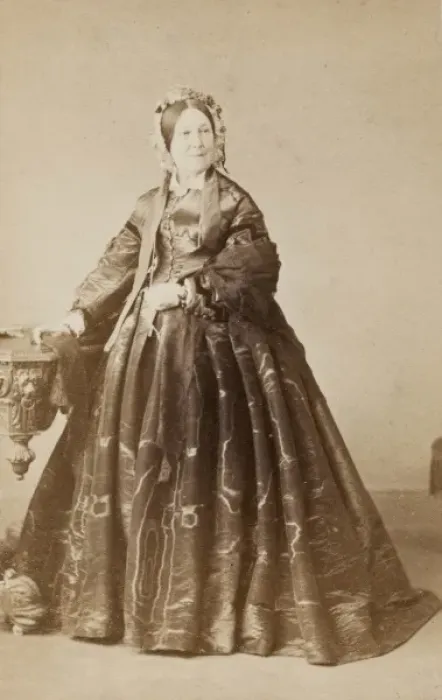 Framed Print : Middle-aged Victorian woman in a crinoline dress Framed Print : Middle-aged Victorian woman in a crinoline dress
